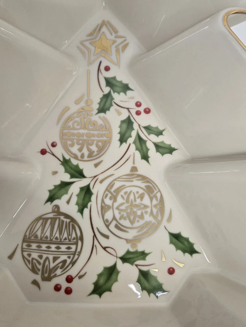 Lenox Fine Porcelain Christmas DAZZLE TREE Shaped Serving Bowl Made In USA
